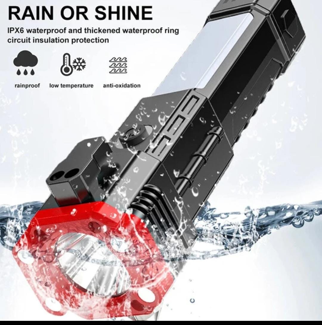 8 in 1 Emergency Torch - Car Hammer + Cutter + Power Bank