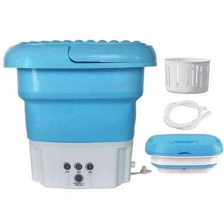 Portable Foldable Mini Washing Machine with Spin Basket – Pink