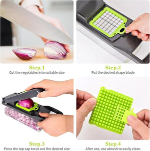 Vegetable chopper for slicing and dicing ingredients