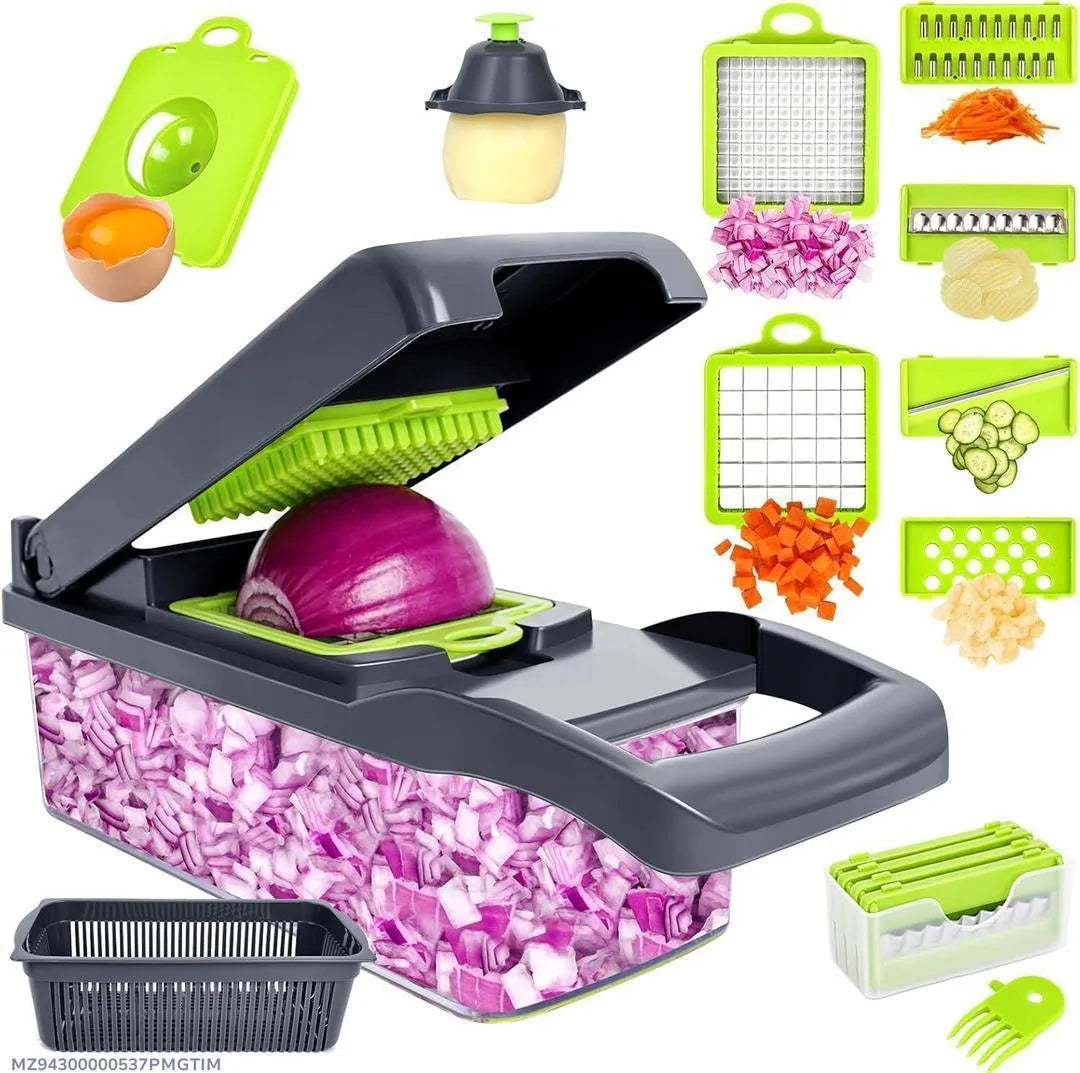 Multi-blade vegetable chopper with interchangeable cutting blades