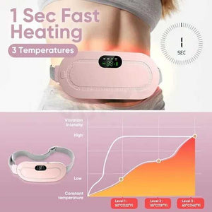 Pink portable menstrual heating belt worn around the waist